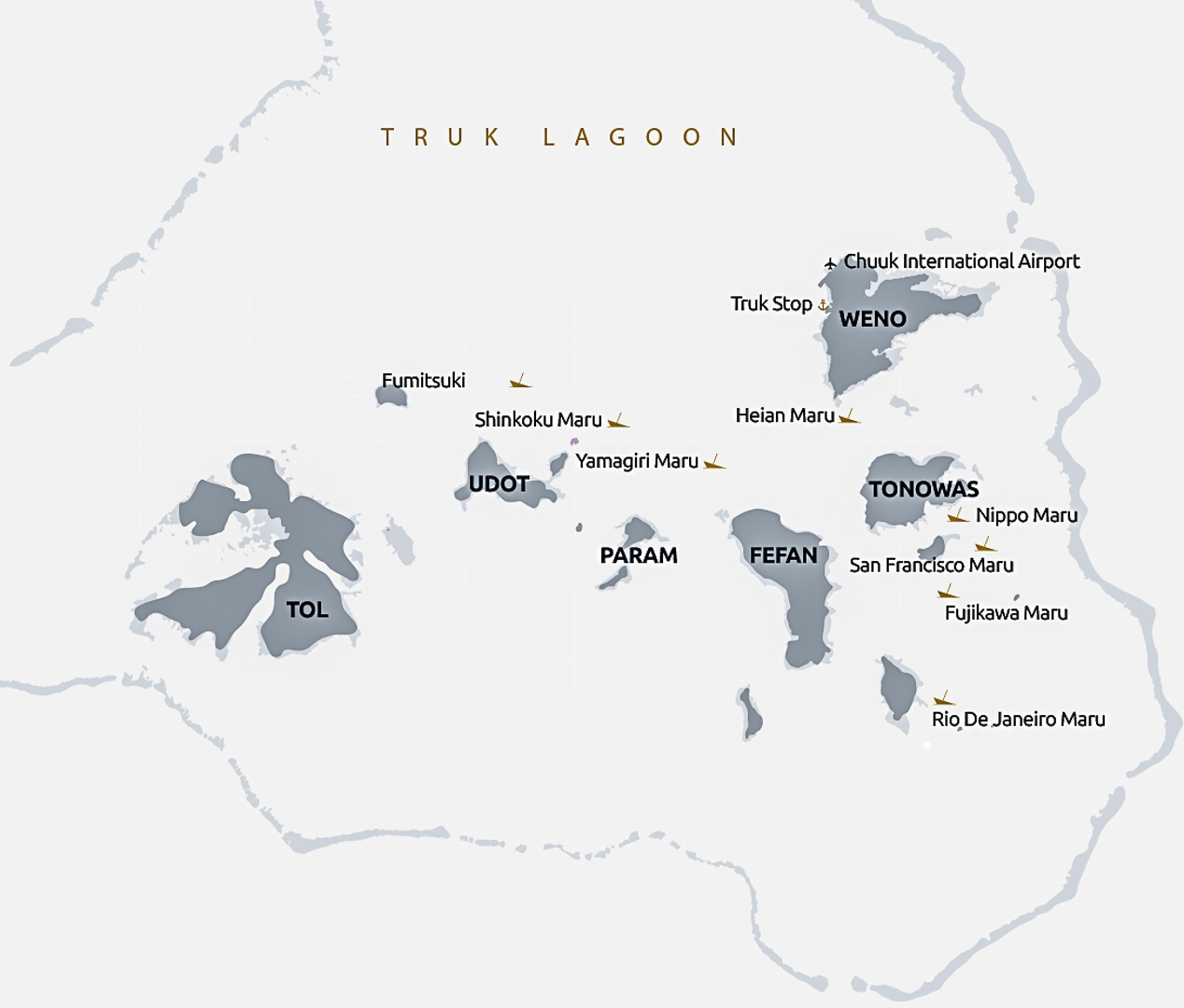 Micronesia - Truk - Master Liveaboards - Truk Lagoon Map