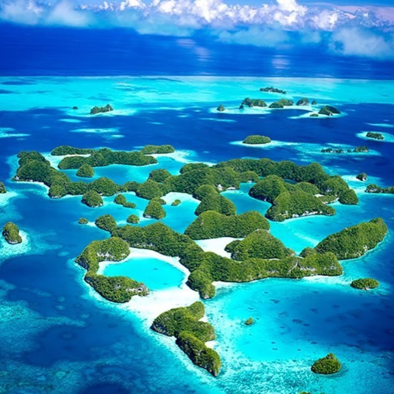 Islands in Palau as seen from above
